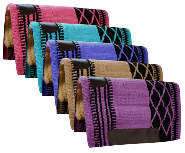 34"x36" TEAL/BLACK Wool Top Western Cutter Style Saddle Pad! NEW HORSE TACK